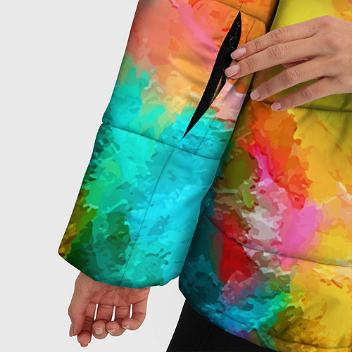 Женская зимняя куртка Цветные всплески Экспрессионизм Абстракция Color S / 3D-Светло-серый – фото 5