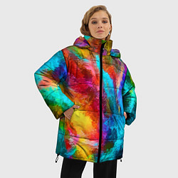 Куртка зимняя женская Цветные всплески Экспрессионизм Абстракция Color S, цвет: 3D-светло-серый — фото 2
