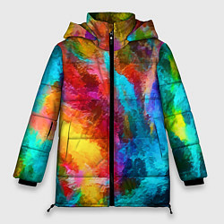 Куртка зимняя женская Цветные всплески Экспрессионизм Абстракция Color S, цвет: 3D-светло-серый