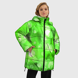 Куртка зимняя женская ЗЕЛЕНЫЕ КРУГИ И БЛИКИ, цвет: 3D-красный — фото 2