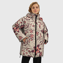 Куртка зимняя женская Вьющиеся цветы, цвет: 3D-светло-серый — фото 2