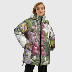 Куртка зимняя женская Цветы Ностальгический Весенний Узор, цвет: 3D-светло-серый — фото 2