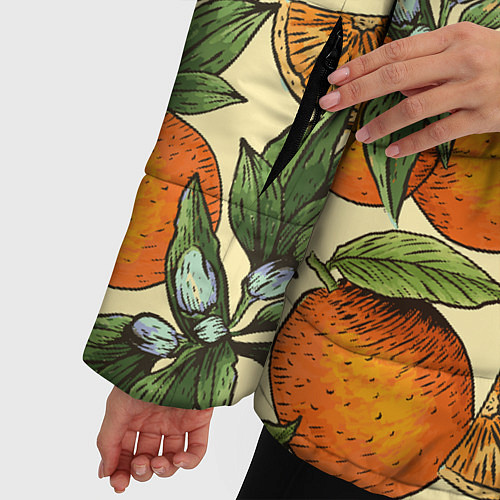 Женская зимняя куртка Узор Апельсиновое настроение / 3D-Черный – фото 5