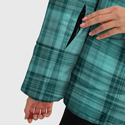 Куртка зимняя женская Клетчатый узор цвета морской волны checkered patte, цвет: 3D-светло-серый — фото 2