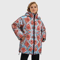 Куртка зимняя женская Абстракция Калейдоскоп Розовый и голубой цвета, цвет: 3D-черный — фото 2