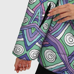 Куртка зимняя женская Абстрактный разноцветный принт в дудл стиле, цвет: 3D-светло-серый — фото 2