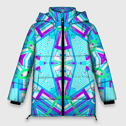 Куртка зимняя женская Геометрический орнамент в голубых тонах, цвет: 3D-красный