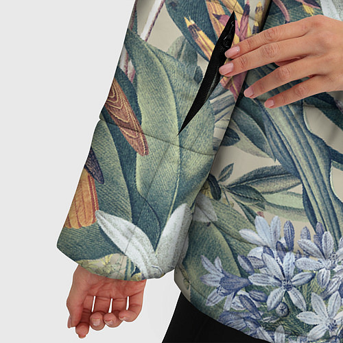 Женская зимняя куртка Цветы Лилии и Агапантус / 3D-Черный – фото 5