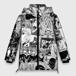 Куртка зимняя женская Евангелион паттерн, цвет: 3D-черный