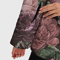 Куртка зимняя женская Цветы Полные Любви, цвет: 3D-черный — фото 2