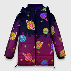 Куртка зимняя женская Pizza in Space, цвет: 3D-черный