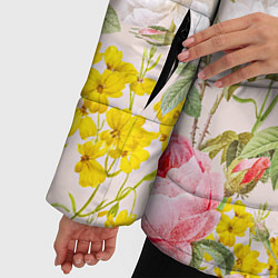 Куртка зимняя женская Цветы Летнии Английские Розы, цвет: 3D-светло-серый — фото 2