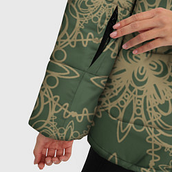 Куртка зимняя женская Зелено-золотой фрактальный узор, цвет: 3D-черный — фото 2
