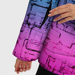 Куртка зимняя женская Абстрактный узор на розово-бирюзовом градиентном ф, цвет: 3D-светло-серый — фото 2