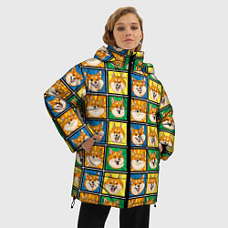 Куртка зимняя женская Разноцветная плитка сибы, цвет: 3D-красный — фото 2
