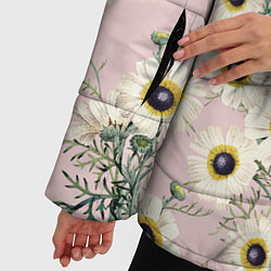 Куртка зимняя женская Цветы Летние Ромашки, цвет: 3D-светло-серый — фото 2