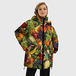 Куртка зимняя женская Вкусные Летние Фрукты, цвет: 3D-светло-серый — фото 2