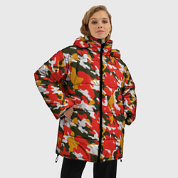 Куртка зимняя женская Летний яркий камуфляж, цвет: 3D-красный — фото 2