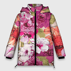 Куртка зимняя женская Красочный цветочный паттерн Лето Fashion trend 202, цвет: 3D-черный