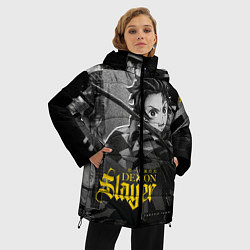 Куртка зимняя женская Demon slayerИстребитель демонов, цвет: 3D-черный — фото 2