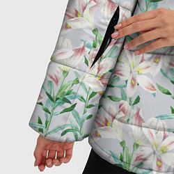 Куртка зимняя женская Цветы Нежные Лилии, цвет: 3D-светло-серый — фото 2