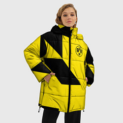 Куртка зимняя женская Фк боруссия - fc borussia logo, цвет: 3D-черный — фото 2
