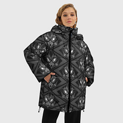 Куртка зимняя женская Черно-белый современный узор арт-деко, цвет: 3D-светло-серый — фото 2