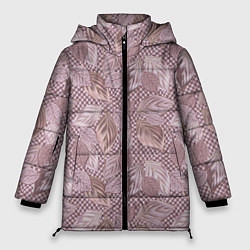 Куртка зимняя женская 3D листья текстуры, цвет: 3D-красный