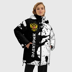 Куртка зимняя женская Электрик из России и Герб Российской Федерации, цвет: 3D-черный — фото 2