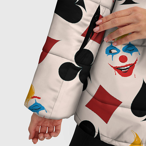 Женская зимняя куртка Джокер карты масть cards joker clown / 3D-Черный – фото 5