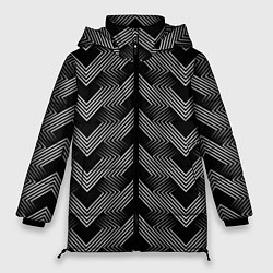 Куртка зимняя женская Геометрический черно-белый узор Арт Деко, цвет: 3D-светло-серый