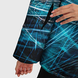 Куртка зимняя женская Неоновые волны и линии - Голубой, цвет: 3D-черный — фото 2