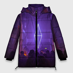 Куртка зимняя женская Неоновое помещение с людьми - Фиолетовый, цвет: 3D-красный