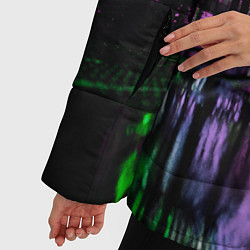 Куртка зимняя женская Неоновое здание ночью - Зелёный, цвет: 3D-светло-серый — фото 2