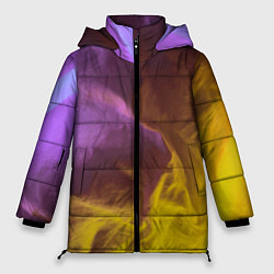 Куртка зимняя женская Неоновые фонари на шёлковой поверхности - Фиолетов, цвет: 3D-красный