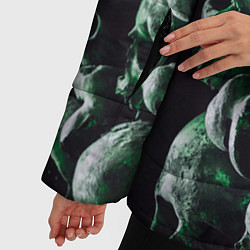 Куртка зимняя женская Множество черепов во тьме - Зелёный, цвет: 3D-светло-серый — фото 2