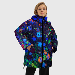 Куртка зимняя женская Неоновые мазки красок - Синий, цвет: 3D-светло-серый — фото 2