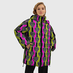 Куртка зимняя женская Striped multicolored pattern Сердце, цвет: 3D-черный — фото 2