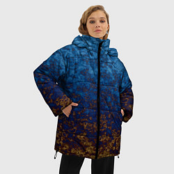 Куртка зимняя женская Marble texture blue brown color, цвет: 3D-черный — фото 2