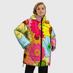 Куртка зимняя женская CHAMOMILE CHRYSANTHEMUMS, цвет: 3D-красный — фото 2