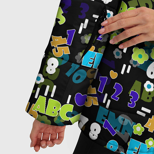 Женская зимняя куртка Multicolored alphabet and numbers / 3D-Черный – фото 5