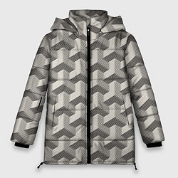 Куртка зимняя женская Геометрические фигуры Оптическая иллюзия, цвет: 3D-светло-серый