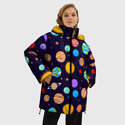Куртка зимняя женская Солнечная Система Планет, цвет: 3D-черный — фото 2