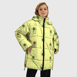 Куртка зимняя женская Авокадики паттерн, цвет: 3D-светло-серый — фото 2