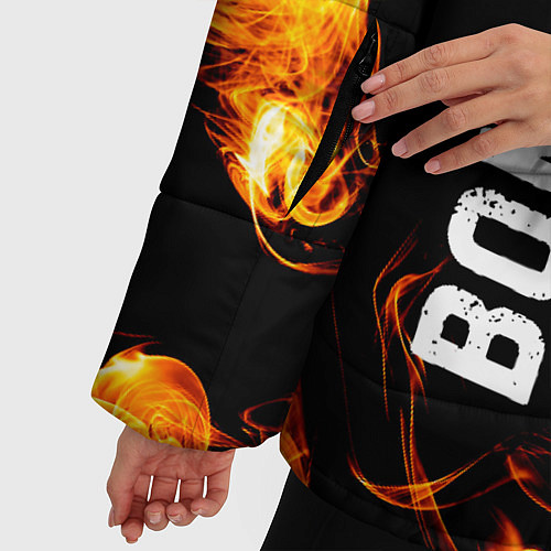 Женская зимняя куртка Bon Jovi и Пылающий Огонь / 3D-Черный – фото 5