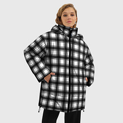 Куртка зимняя женская Black and white trendy checkered pattern, цвет: 3D-красный — фото 2