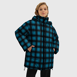 Куртка зимняя женская Black and blue plaid, цвет: 3D-красный — фото 2