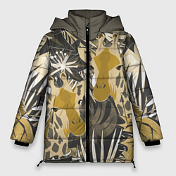 Куртка зимняя женская Жирафы в тропиках, цвет: 3D-черный