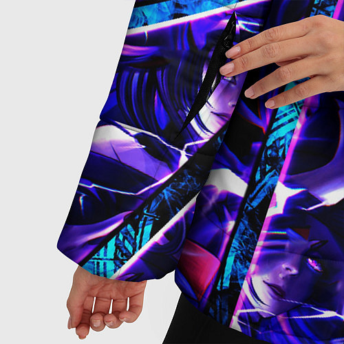 Женская зимняя куртка Genshin Impact Шогун Райден осколки / 3D-Светло-серый – фото 5