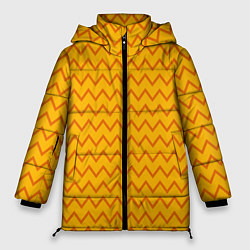 Куртка зимняя женская Оранжевые линии зиг-заги, цвет: 3D-красный